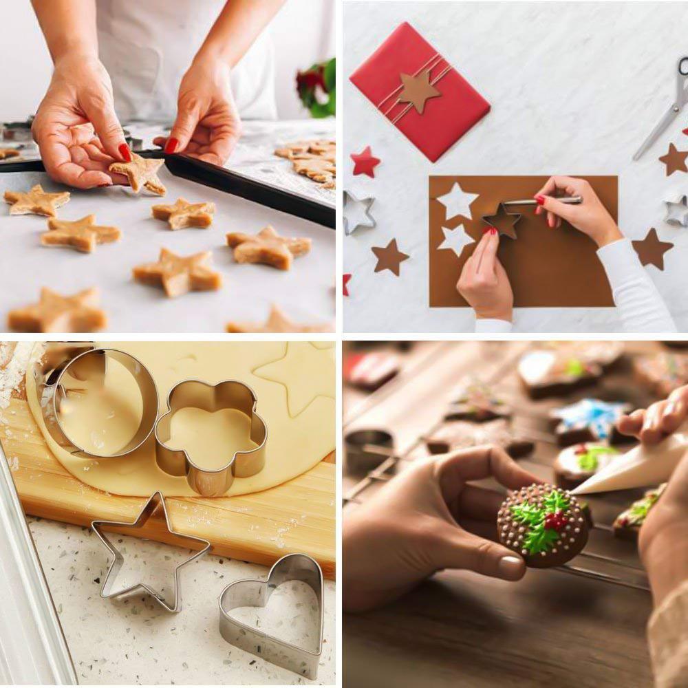 0827 Cookie Cutter Stainless Steel Cookie Cutter with Shape Heart Round Star and Flower (4 Pieces) - SkyShopy 0827 Cookie Cutter Stainless Steel Cookie Cutter with Shape Heart Round Star and Flower (4 Pieces) - SkyShopy